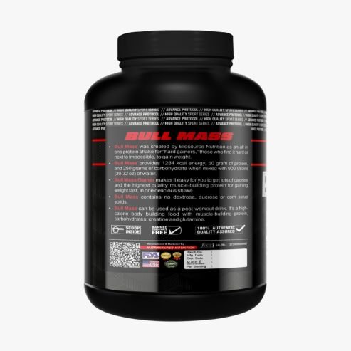 Biosource Nutrition Bull Mass Gainer Chocolate 3kg, 6.6lbs - Image 2
