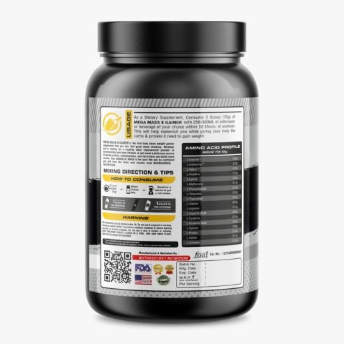 Biosource Nutrition Mega Mass 8 Milk Chocolate, 1kg - Image 3